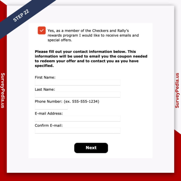 Step 22: Here, you need to share your personal contact information to receive the coupon code.